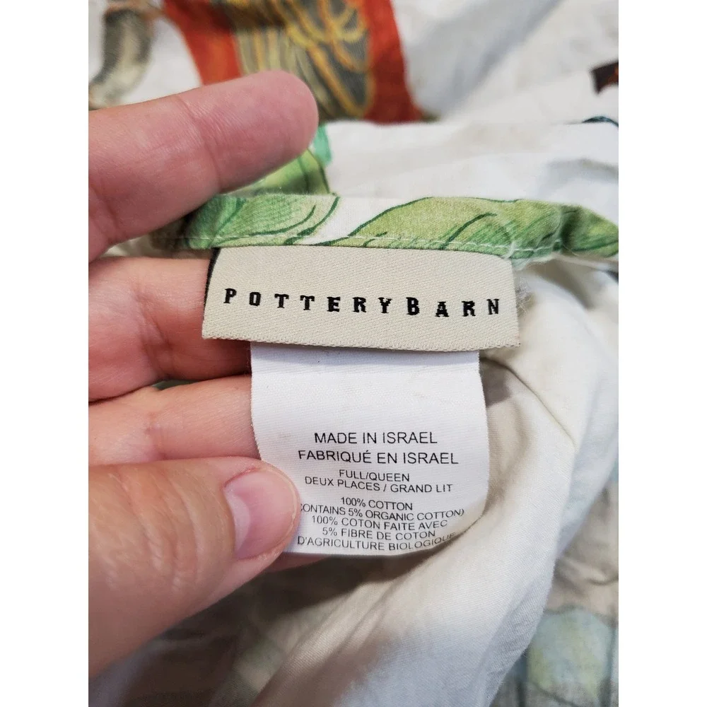 Pottery Barn Spring Fauna Bird Print Percale Full Queen Duvet 2 Regular Sham